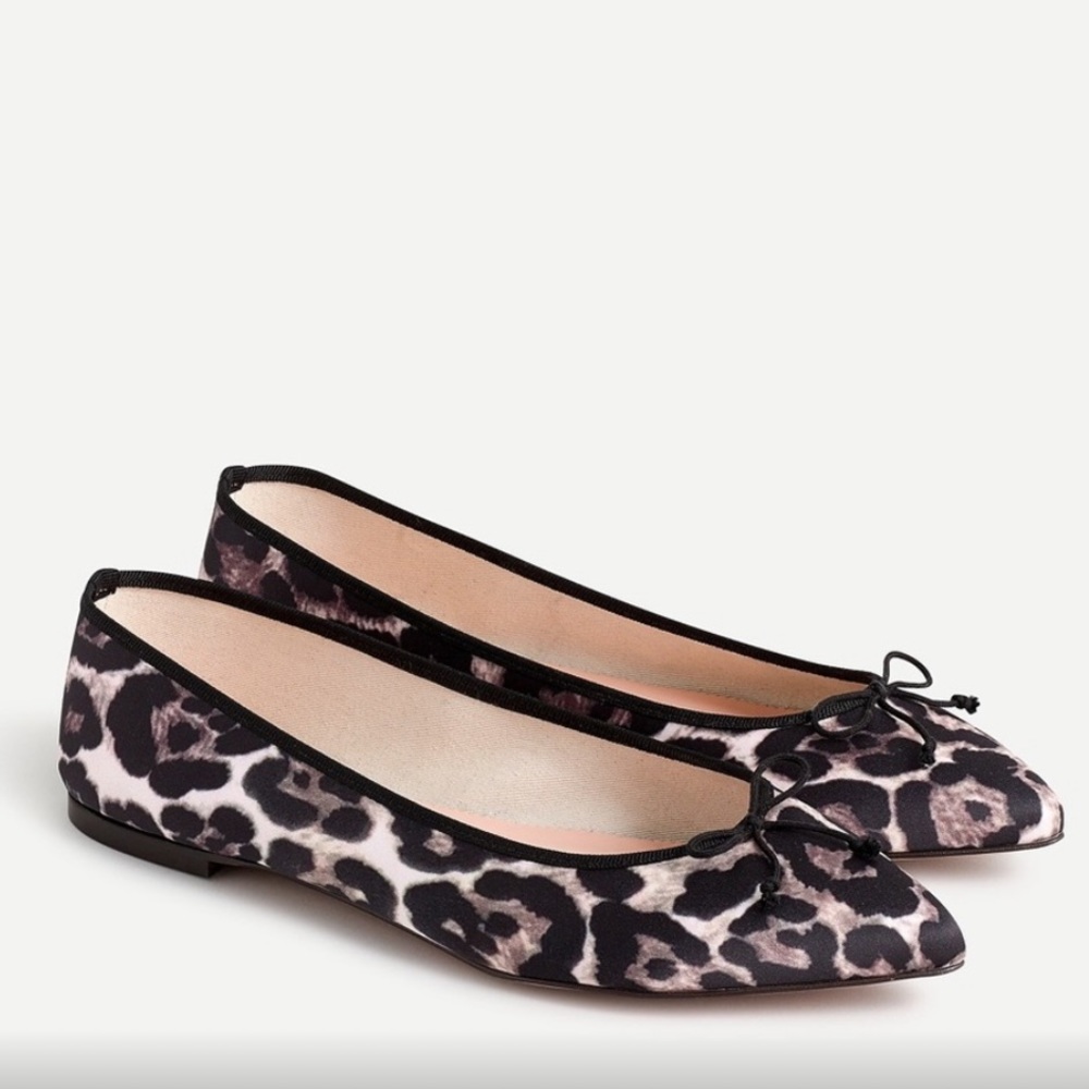 J.Crew GEMMA BALLET FLATS IN LEOPARD-PRINT SATIN